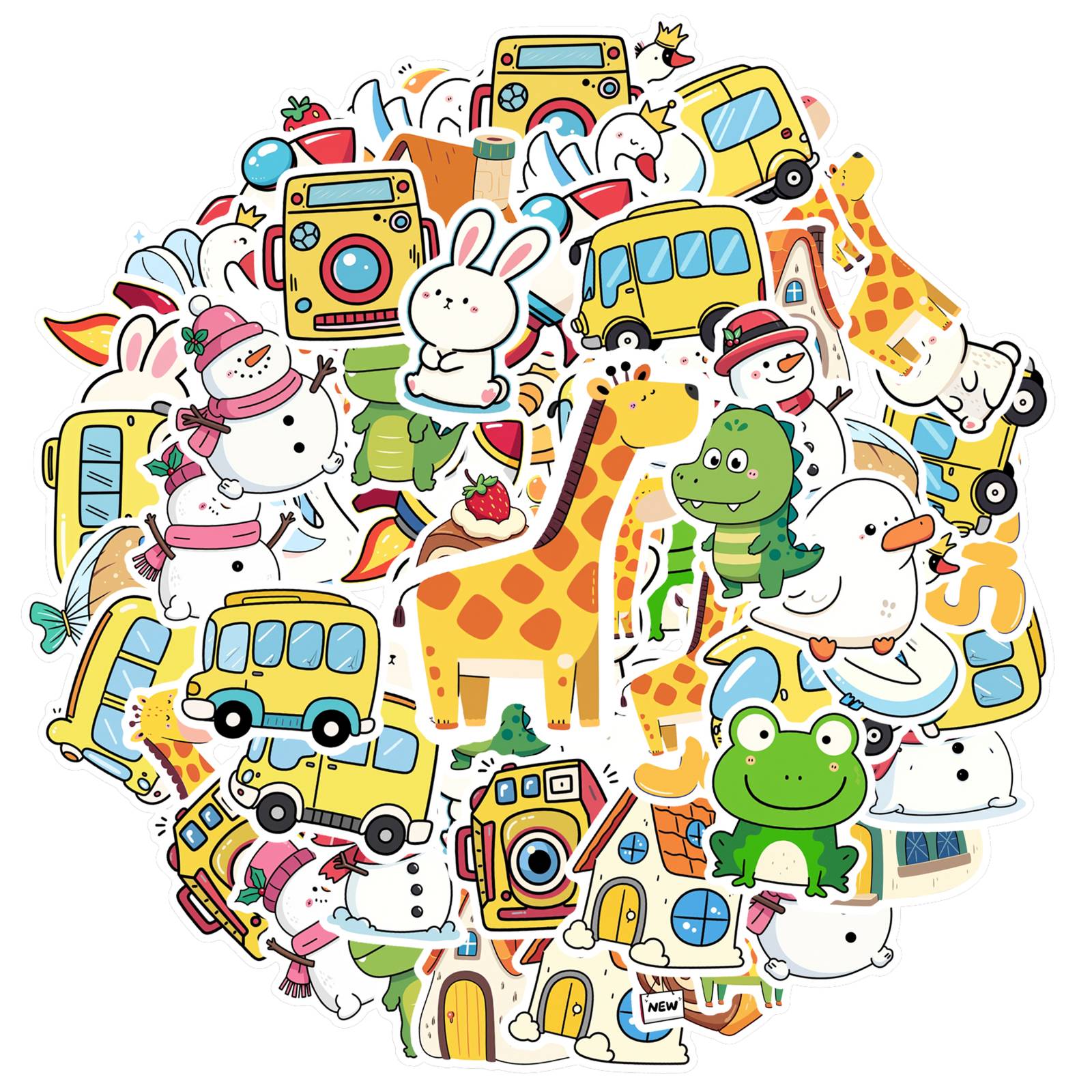 35pcs Playful Cute Characters Stickers Cute Animals DIY Stickers Stickers For Guitar DIY Skateboard Laptop Luggage Decor
