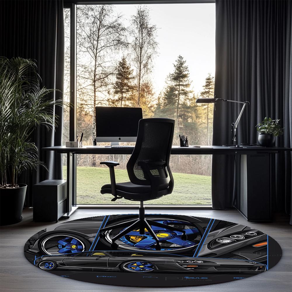 Racing Printed Round Rug Carpet Chair Rug Area Rug Entryway Doormats,for Office Chair Living Room Bedroom Kitchen Room.