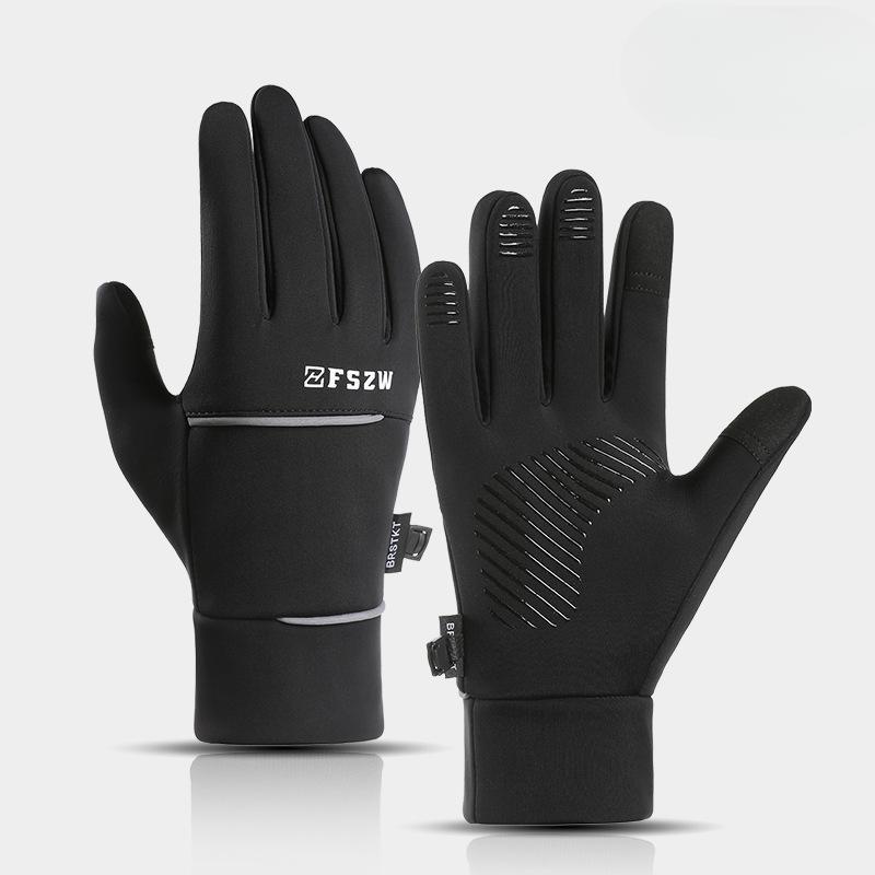 Winter Touch Screen Men's and Women's Windproof and Warm Cycling Reflective Sports Fleece Mountaineering and Skiing Gloves