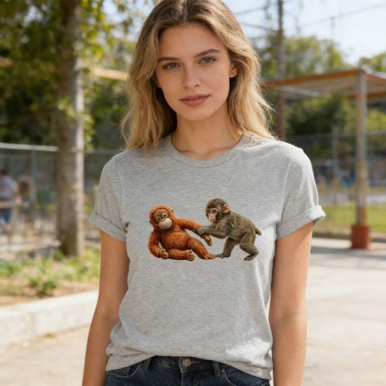Tee Shirt Round Neck Short Sleeve Monkey Pattern Pullover Tops Loose Fit Casual T-shirt Work Party Vacation Daily Wear