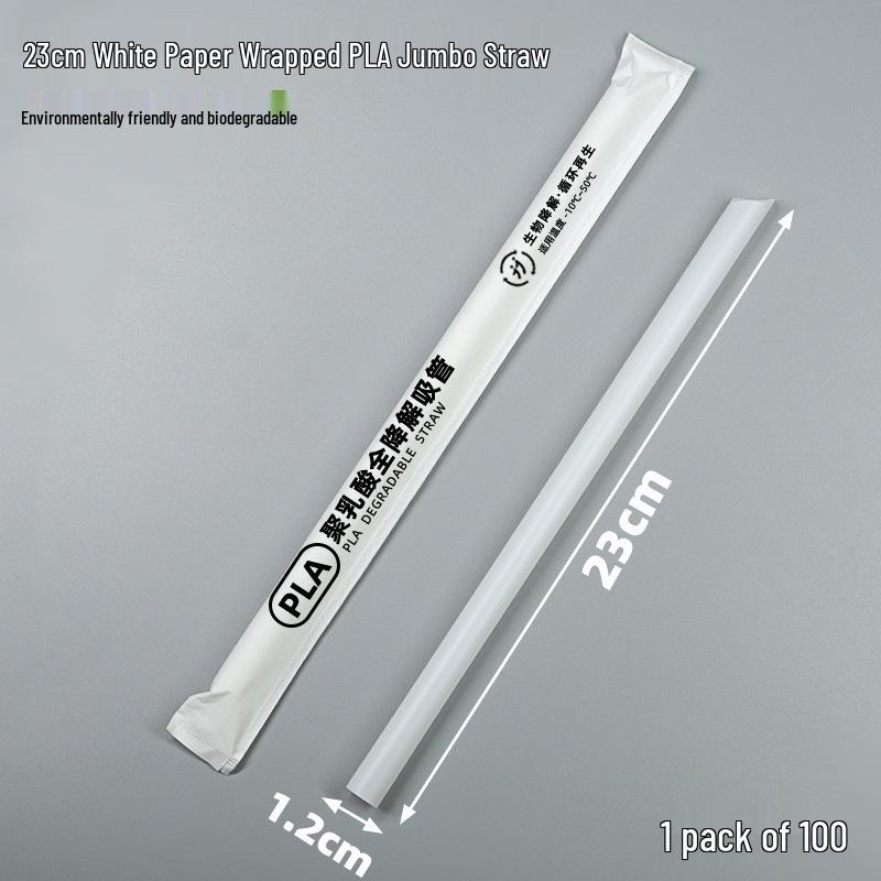 Individually Wrapped Biodegradable Black Straws for Hot Drinks - Thick & Thin, PLA, 2000 pcs.