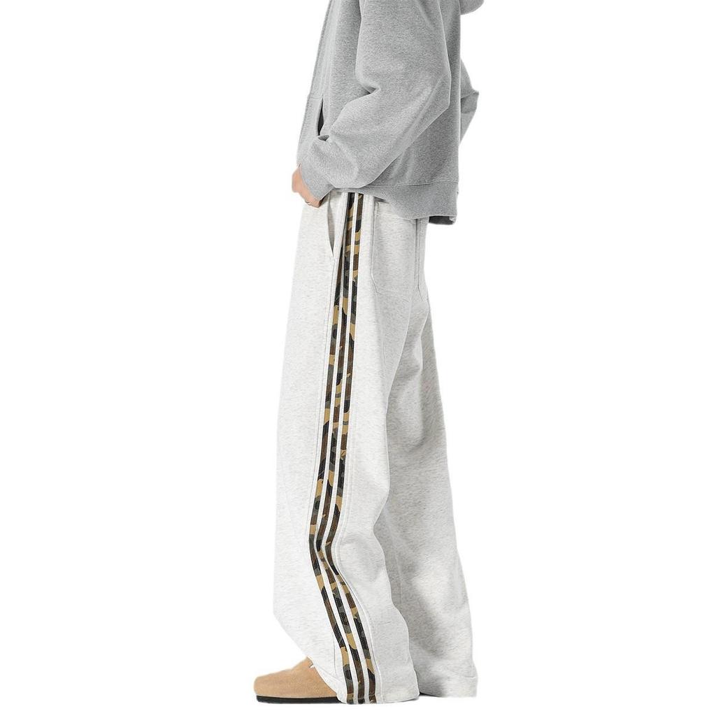 Unisex American Side Stripe Sweatpants: Loose, Straight-Leg Casual Pants for Autumn/Winter, High Street Style.