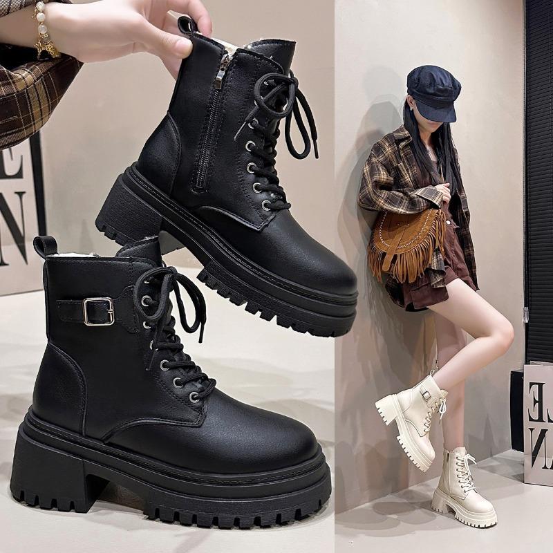 2026 New Ankle Boots Women Fashion Autumn Casual Female Chelsea Booties Punk Gothic Shoes Platform Short Leather Boots