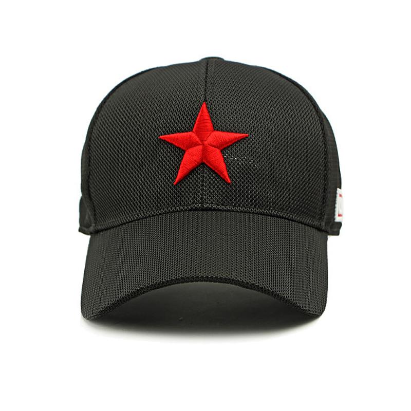 Men Summer Breathable Peaked Cap Mesh Sun Hat Three-Dimensional Embroidery Five-Pointed Star Baseball Cap