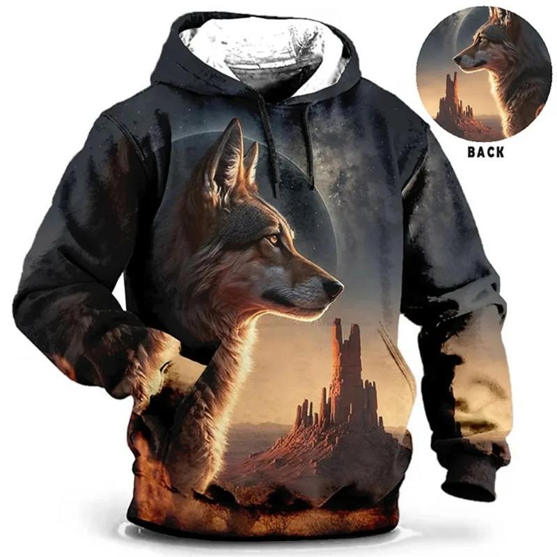 Vintage Tiger Men's Hoodie 3d Print Tops Fashion Animal Graphics Long Sleeve Men Oversized Streetwear Tees