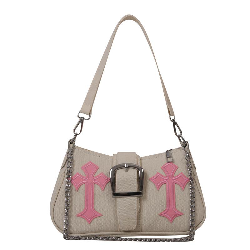 Modieuze Canvas Onderarmtas met Metalen Gesp Eenvoudige Casual Tote Schoudertas voor Straattrend gray