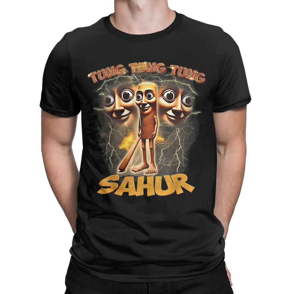Women Men Humor Tung Tung Tung Sahur Funny Meme Italian TShirts for Men  Awesome 100 Cotton Tee Shirt Short Sleeve T Shirt