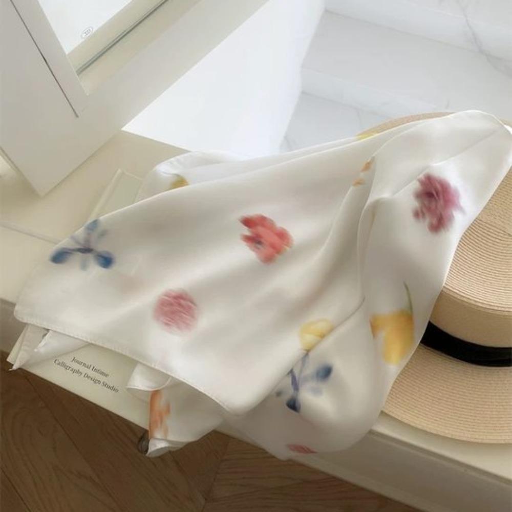 Cherry Blurred Flowers Hair Scarf Graceful Butterfly Scarves Headwear Puppy Hair Band Streetwear