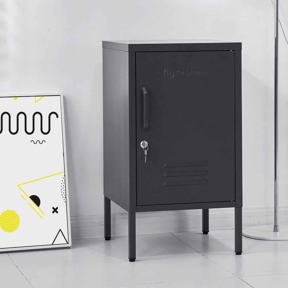 Bedside Tables Artiss Artissin Metal Locker Storage Shelf Filing Cabinet Cupboard Bedside Table Black