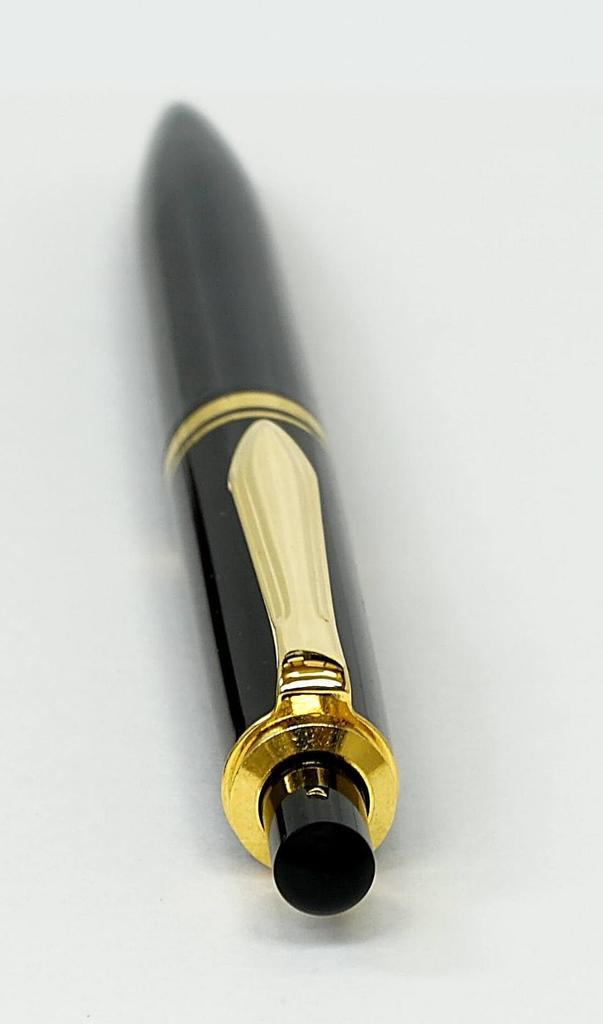 Grained Leather Pencil Case Blue Eraser White and Euro Style Brass Parts Knock Type Mechanical Pencil Set Black Pen-shaped SASLMC46W-NXS-B