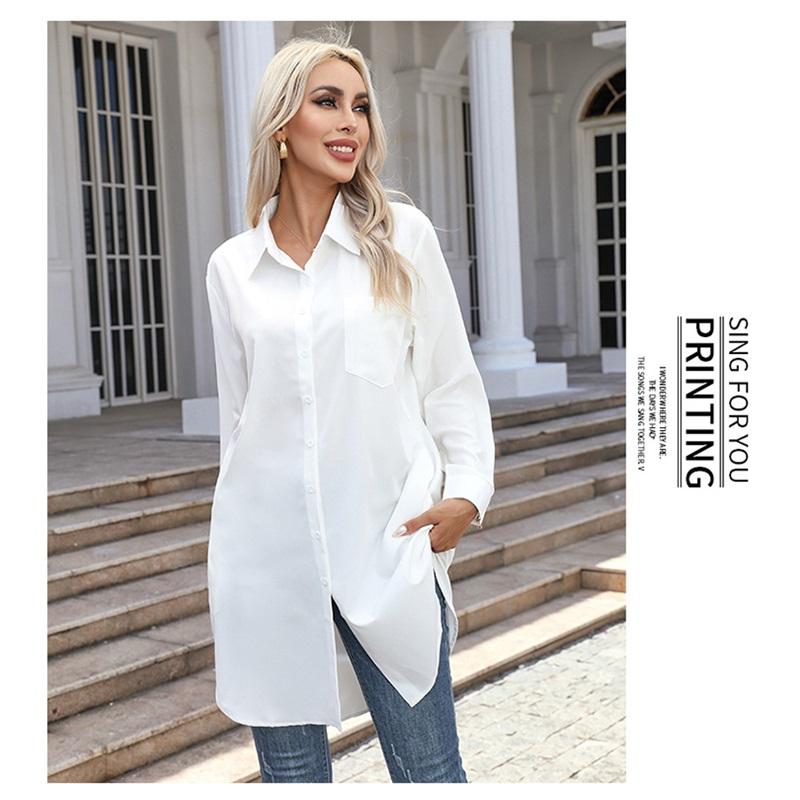 Women's Autumn Long Solid Colour Casual Temperament Long Sleeve Shirt Women