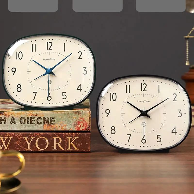 Mute Small Table Clock Household Vintage Desktop Decoration Bedroom Children's Students Creative Wake-up Device Desk Alarm Clock