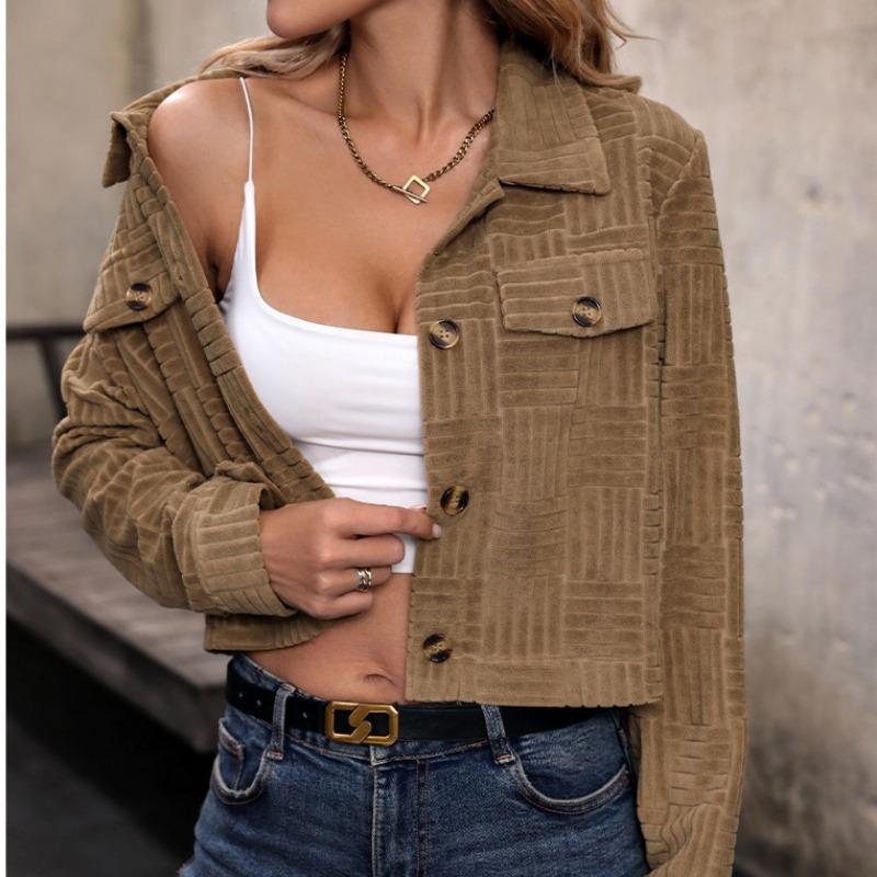 Women's Jackets Short Loose Coat Flip Collar Button Opening Outerwear Trendy Autumn Winter Women's Clothing Office Lady Blazer