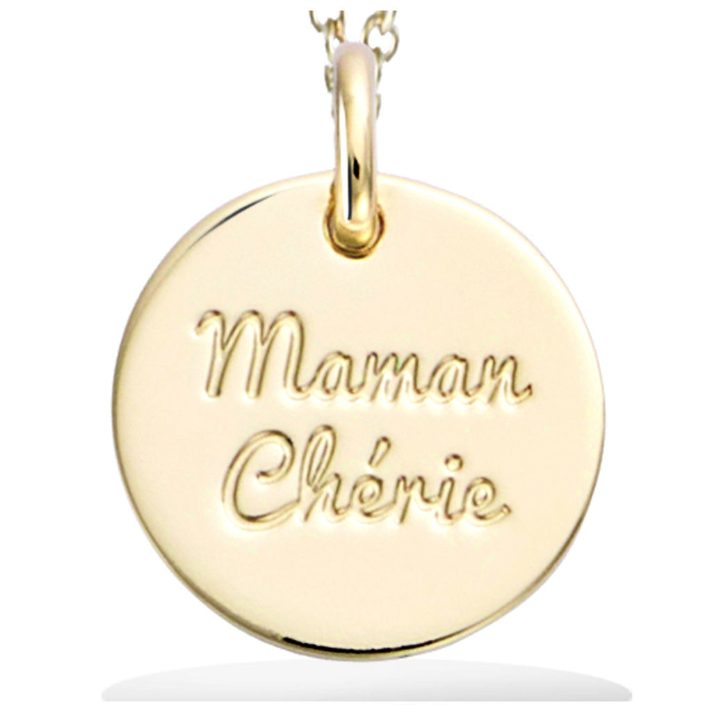 Les Trésors De Lily [R2562] - Gold Plated 'Maman Chérie' Pendant - 15 Mm