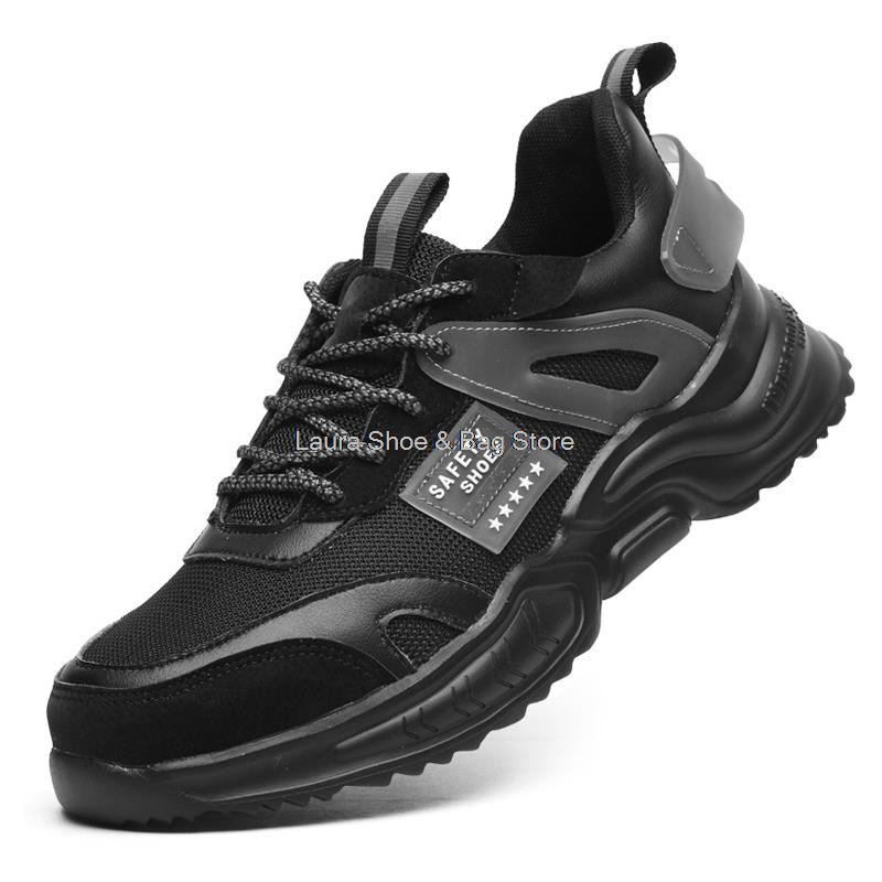 Fashion Anti-Piercing Safety Shoes For Men Working Boots Steel Toe Cap Boots Anti-Smashing Work Shoes Breathable Safety Boot Men's Shoes