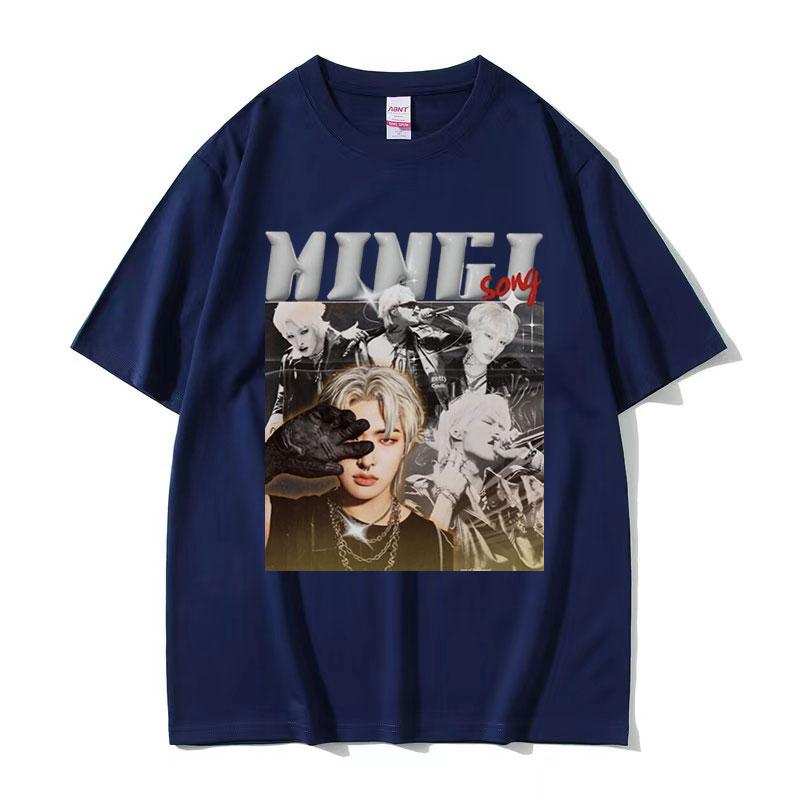 T-shirt Grafica Coreana Ateez MINGI Unisex Hip Hop Retro Moda Manica Corta T-shirt Casual Oversize Cotone Streetwear