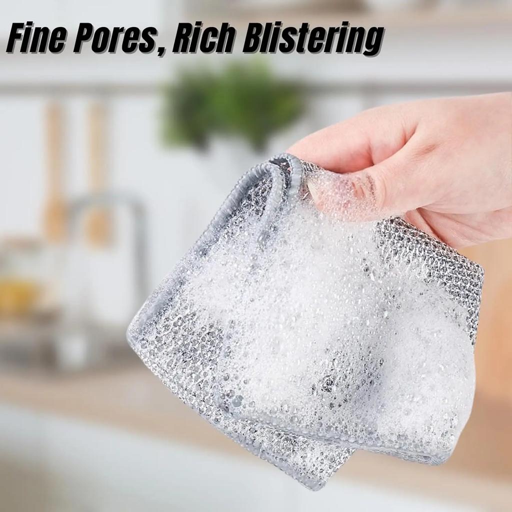 100PCS Magic Cleaning Cloth Thickened Double -sided Metal Steel Wire Rags Kitchen Dish Pot Washdishing Cloths Towel Clean Tools