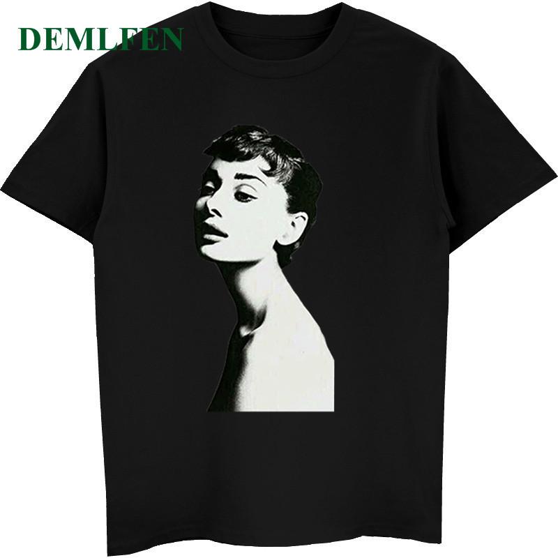 Audrey Hepburn Print T Shirt Men's Short Sleeve O-neck Cotton T-shirt Casual Male Tees Summer S