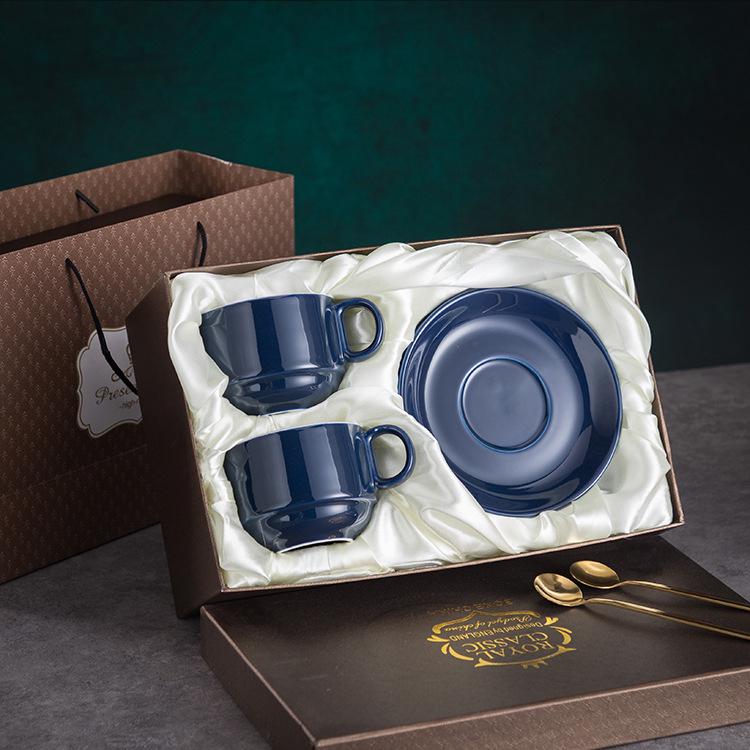 Luxury European-Style Golden Handle Ceramic Coffee Cup & Saucer Set