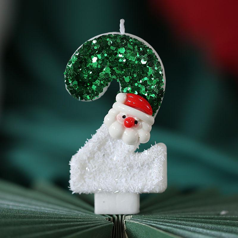 Christmas Happy Birthday Candles for Cake Decorating Supplies Unscented Number Candles Cake Topper Decorations