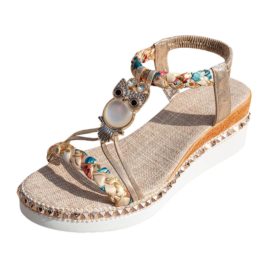 Sandals For Women Casual Summer Flat Bohemian Rhinestone Sandals For Women Fashion Wedge Heel Sandalias De Mujer Verano 2026