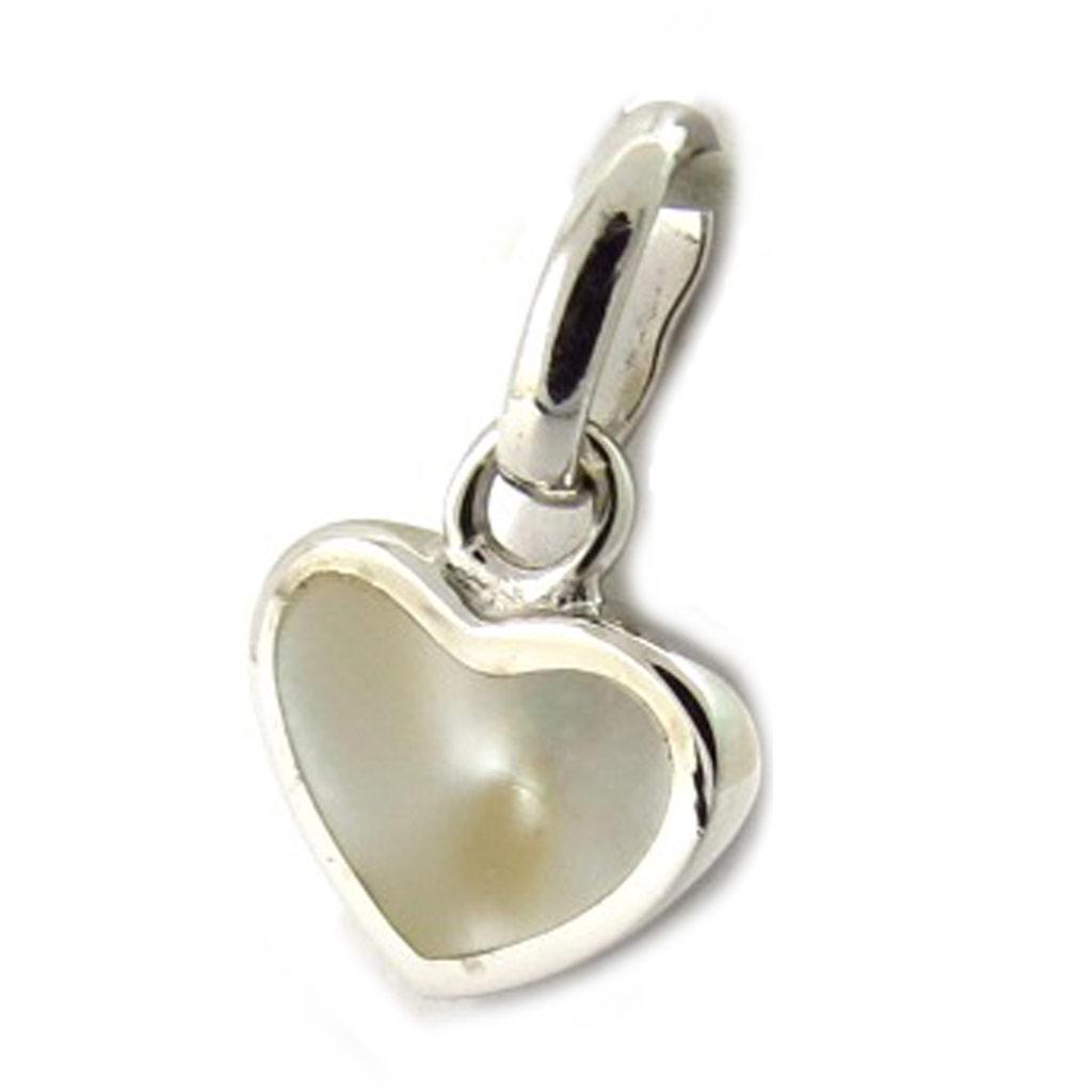 Les Trésors De Lily [K6490] - Mother-of-pearl White 'Love' Silver Pendant