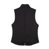 Womens Stand Collar Knotted Button Vest Casual Layering Sleeveless Top Street Style 2026