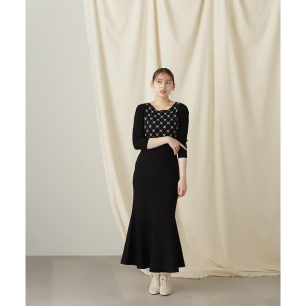 by Jill Casual Logo Jacquard Mermaid Knit Gray [Jill Stuart] Dress, Dress, Women's,
