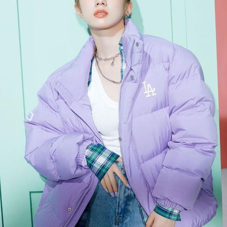 MLB Basic Logo Los Angeles Dodgers Logo Stand Collar Comfortable Bread Jacket Down Jacket Winter Unisex Jacket Light-Purple 3ADJB0116-07LDL