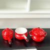 3Pcs/Set 1/12 Dollhouse Miniature Red Pot Kitchenware Toy for Children Pretend Play Dollhouse Kitchen Decoration Accessories