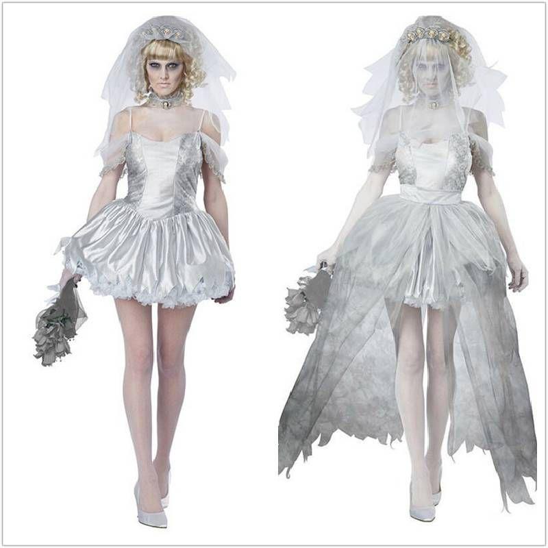 Ghost Halloween Bride Dress Role Play Zombie Bride Stage Costume Performance