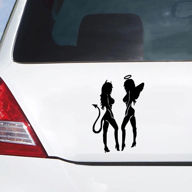 Sexy Angel & Devil Car Stickers - Waterproof, Decorative Bumper & Glass Decals