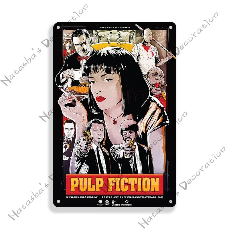 Pulp Fiction Rusty Movie Poster Metal Tin Sign Old Metal Signs Vintage Poster Man Cave Garage Metal Plaque Industrial Decor