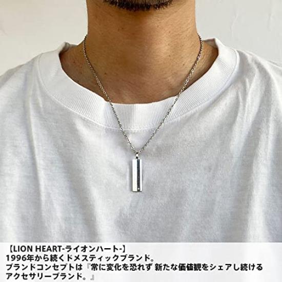 Wrapped Message Plate Necklace Black Clear Zirconia Stainless Steel Black Custom Pouch Included Brand [Lion Heart] Men's