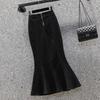 Denim Pencil Skirt With Ruffle Hem For Office Women Autumn Winter