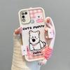 KEYSION Cartoon Cute Plush Embroidery Case for Infinix Hot 11 Play with Lanyard PU Leather Shockproof Phone Cover for Infinix Hot 10 9 Play
