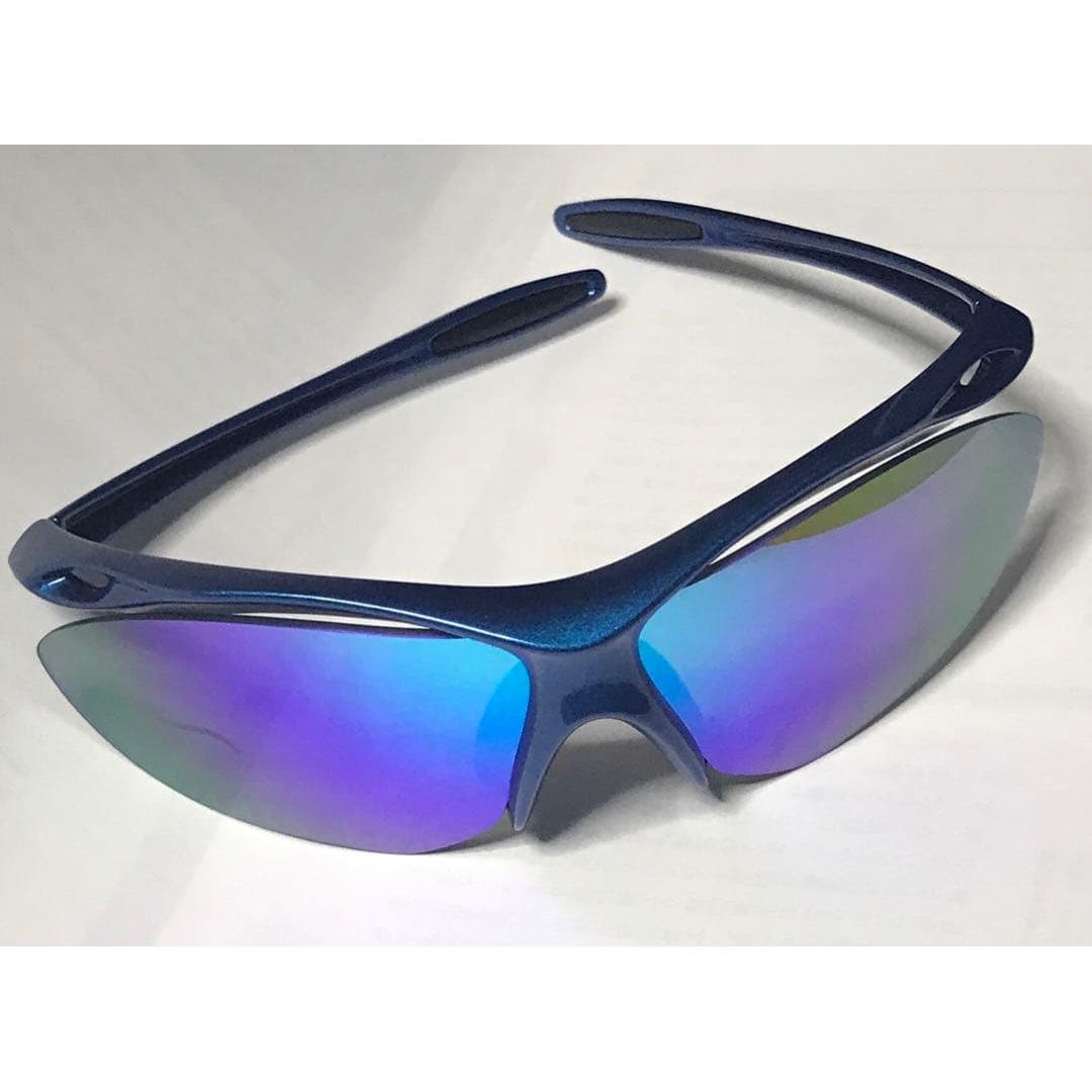Used SWANS Sports Sunglasses Navy Half Rim Mirror Lens