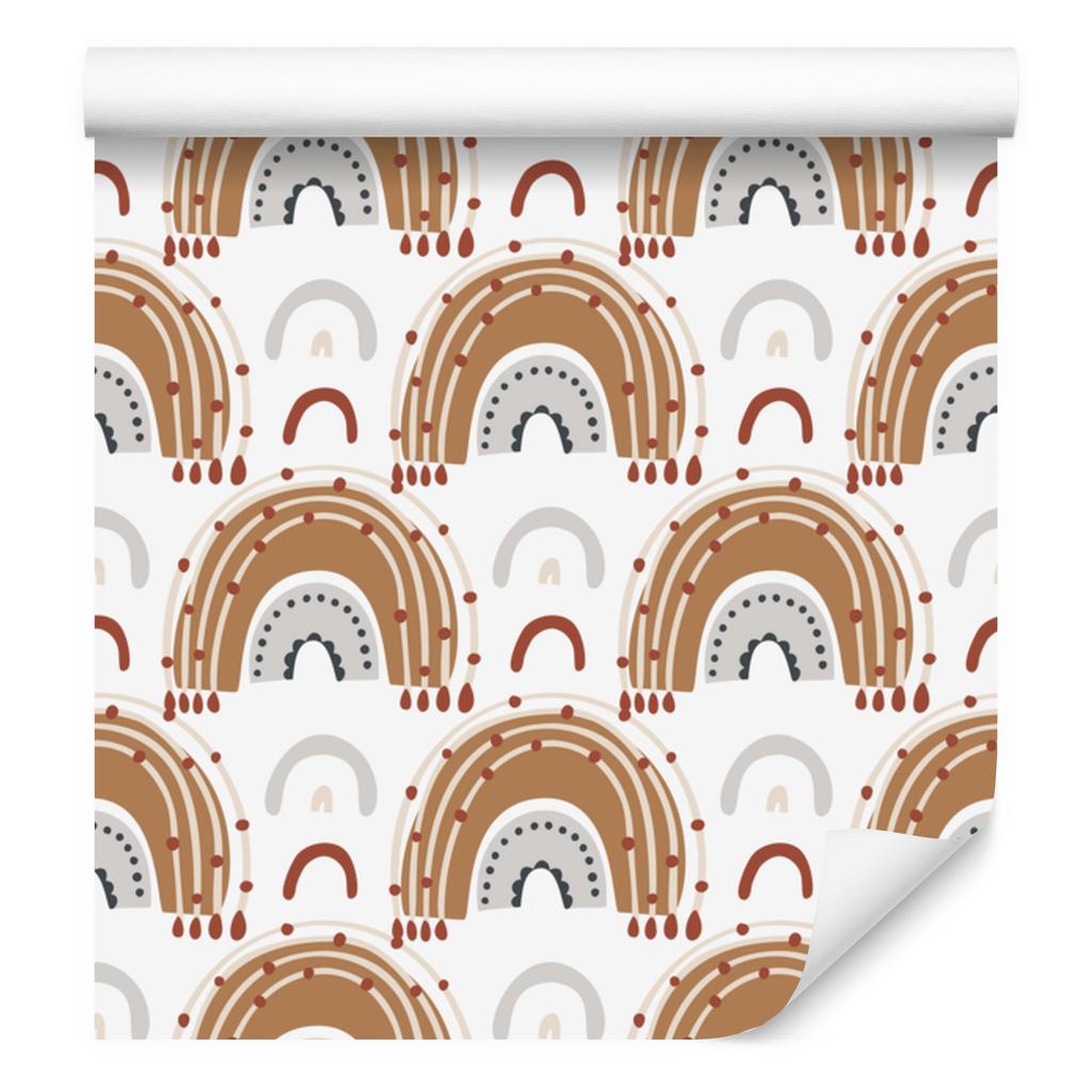 Rainbows and Butterflies Boho Wallpaper, Orange and Beige, for Living Room and Bedroom, 50x1000