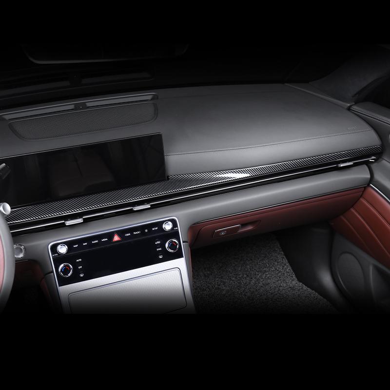 Carbon Fiber Auto Trument Panel Decorative Frame Dashboard Trim Cover For Genesis GV80 2025 2026 LHD Car Tuning