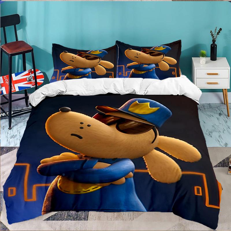 Dog Man And Friends Adventure 3PCS Bedding set,Ideal for 1pc Duvet Cover And 2pcs Pillowcases Perfect for Fan gift,Ideal for Bedroom, Dormitory