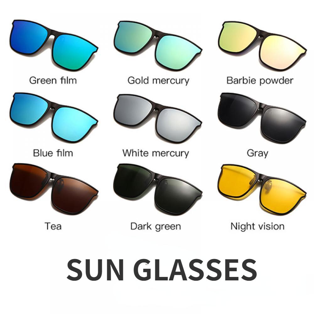 Clip On Sunglasses Men Vintage Square Glasses Anti Glare Night Vision for Car Driving