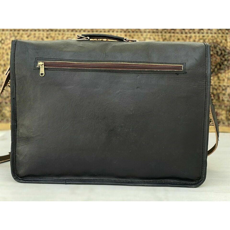 Pánská pravá vintage černá kožená taška přes rameno Aktovka na notebook