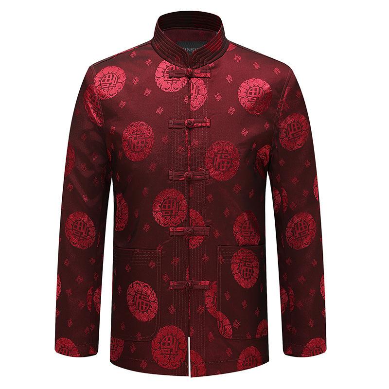 Men's Middle-aged and Elderly Autumn and Winter Stand-up Collar Chinese Tang-style Casual Long-sleeved Dad's Cotton Jacket