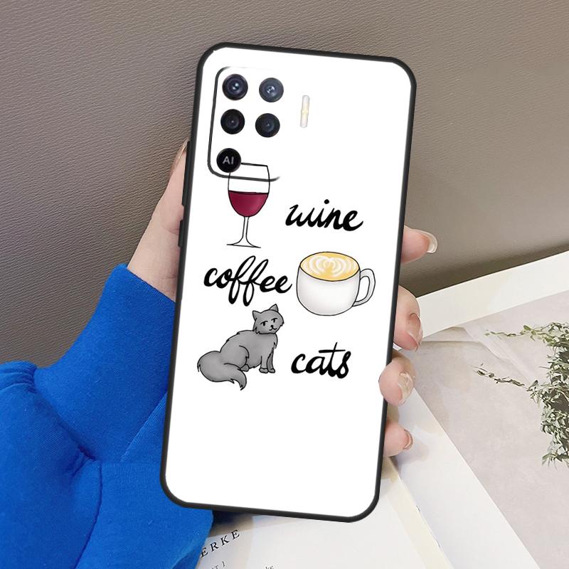 Coffee Wine Cup Case For Oppo A94 A74 A54 A80 A60 A40 A18 A38 A58 A78 A98 A96 A76 A16 A15 A17 A57 A77 A5 Pro
