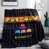 1PC Pac Man Print Flannel Blanket, High Quality Comfortable for All Seasons, Home Decor, Warmth and Comfort, Perfect for Christmas Gifts