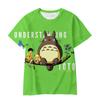 3D Hayao Miyazaki Cartoon Totoro Pattern Printed Casual Short Sleeved Children's Boy T-shirts - Soft Medium Stretch Fabric Summer Relaxed Fit Clothing