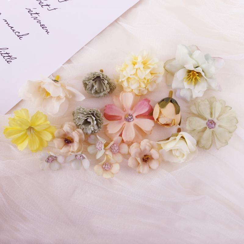 Rose Mixed Artificial Flowers Heads Silk Fake Flowers for Home Room Decor Wedding Decoration DIY Craft Garland Gifts Accessories