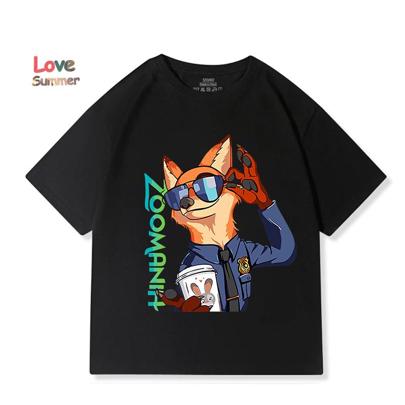 Zootopia 2 Kinder T-Shirts 4 bis 14 Jahre Kurzarm Judy Nick Jungen Mädchen 2026 Neu Sommer Judy Aufdruck Nick T-Shirt