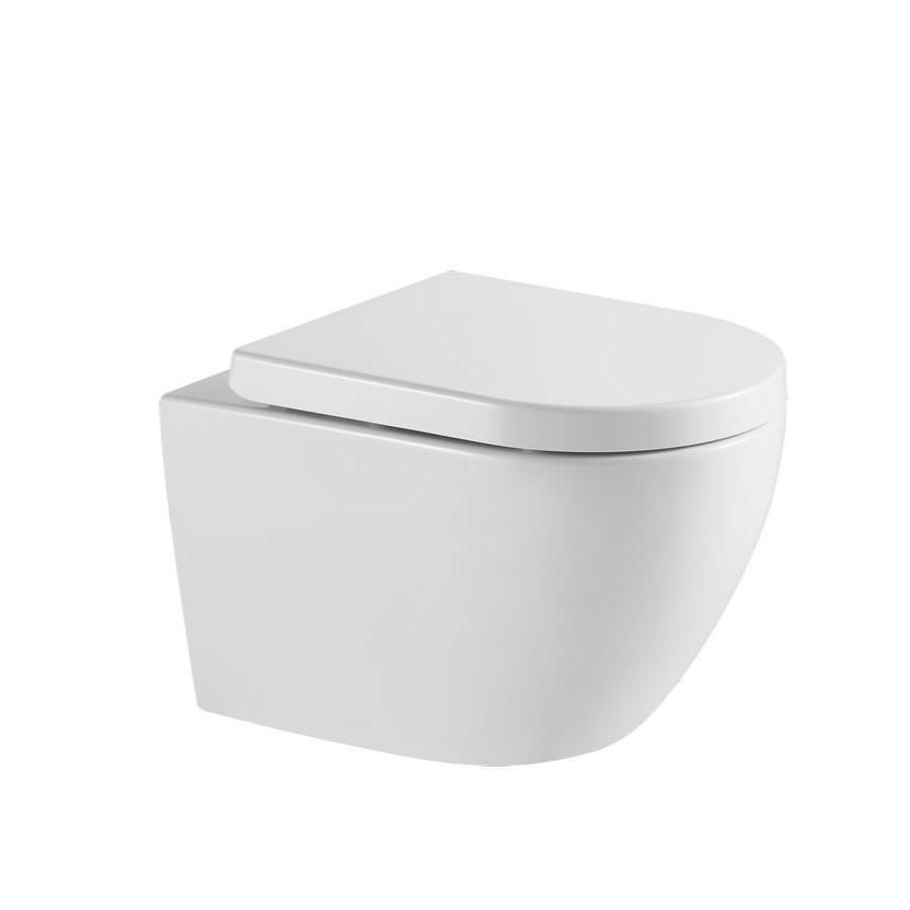 Wall-hung toilet bowl pureline fluxa tornado 53.5x36 cm with thick W/O seat white