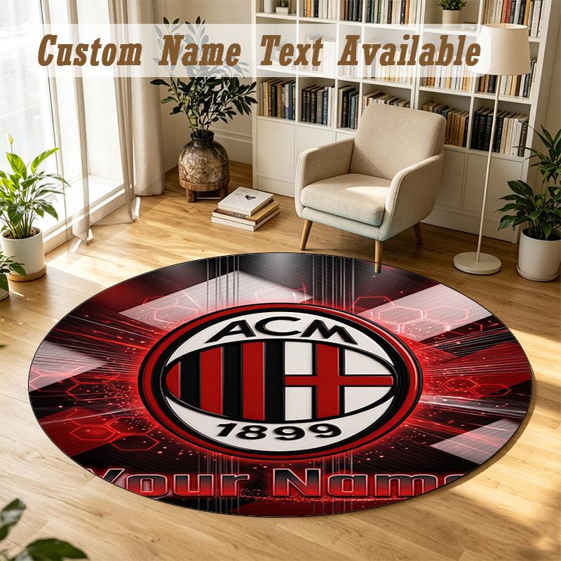 Round Rug Custom NameAC Milan Pattern Non Slip Carpet Home Floor Decor